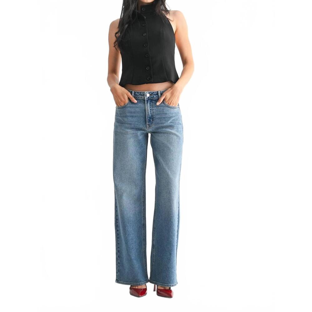 NEW JBD. high rise full length straight jeans in blue